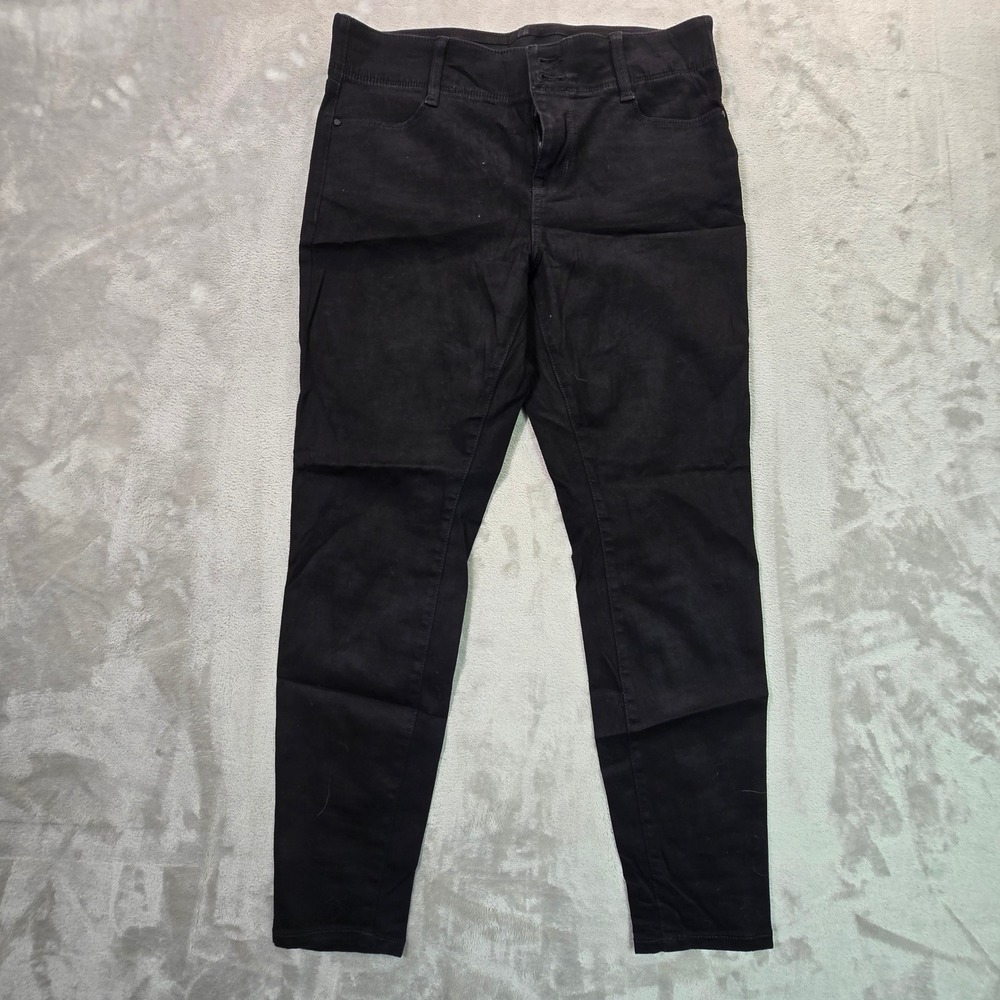 Nine West Womens Black Skinny Jeans Size 12 Double Button Stretch WW12D006RW1